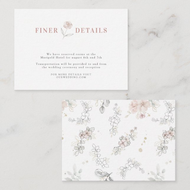 Bohemian Floral Rustic Wedding Finer Details Enclosure Card (Front/Back)