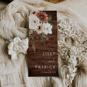Bohemian Floral Rustic Wood Wedding Program