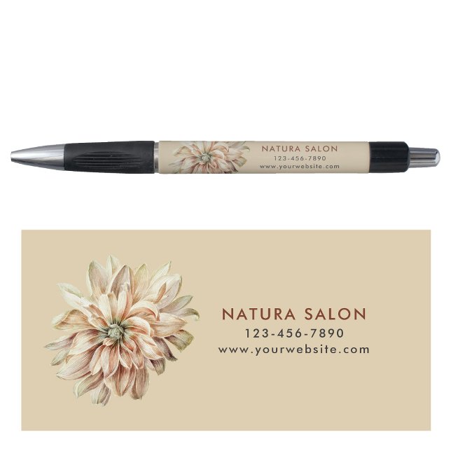 Bohemian Floral Salon Business Promotional Beige (Bohemian Floral Salon Business Promotional Beige Pen)