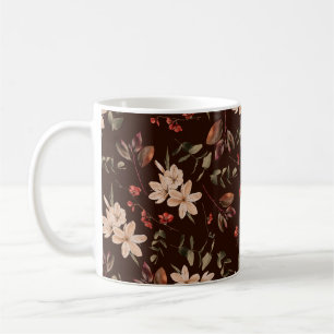 Bohemian floral seamless pattern with dark brown b coffee mug