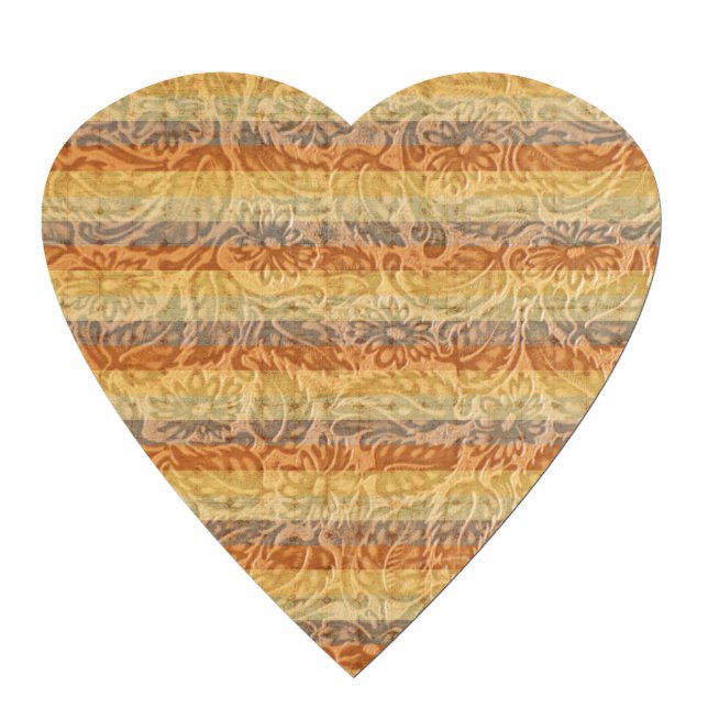 Bohemian Floral Stripes Heart Photo Sculpture Magnet (Front)