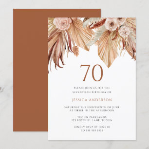 Bohemian Floral Terracotta Boho 70th Birthday Invitation