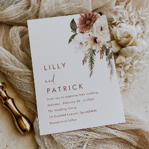Bohemian Floral Terracotta Elegance Wedding Invitation