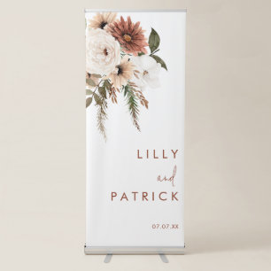 Bohemian Floral Terracotta Wedding Retractable Banner