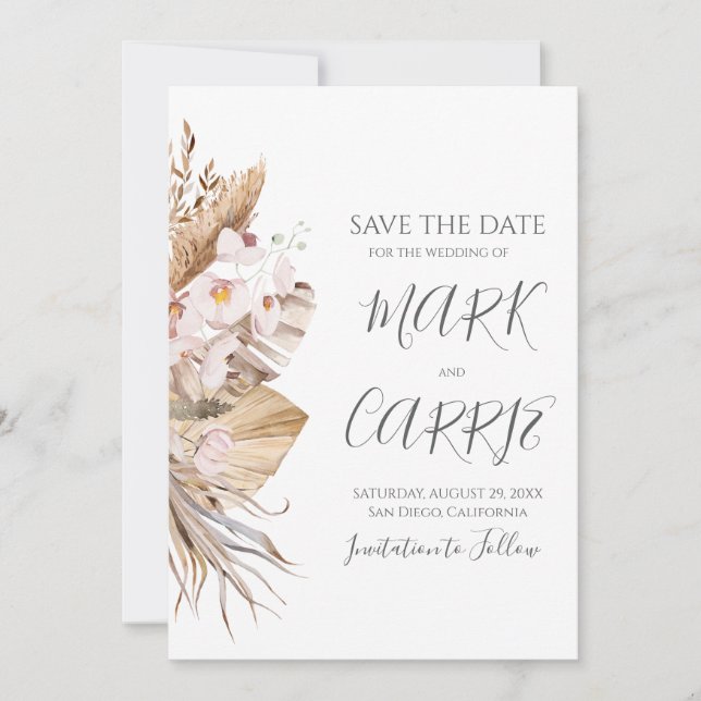 Bohemian Floral Terracotta Wedding Save The Date (Front)