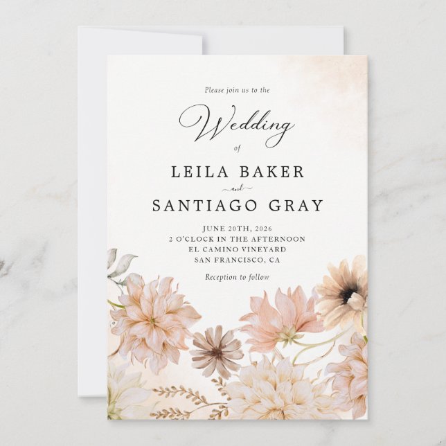 Bohemian Floral Wedding  Invitation (Front)