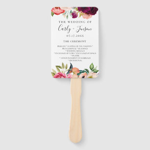 Bohemian Floral Wedding Program Hand Fans