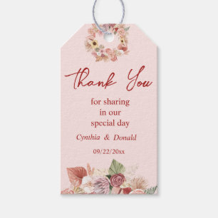 Bohemian Floral Wreath Rose Thank You Gift Tag