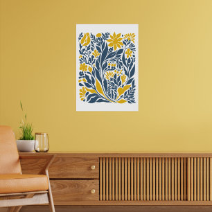 Bohemian Flower Market Modern Abstract Leaves Poster