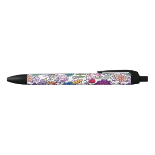 bohemian flower pattern black ink pen