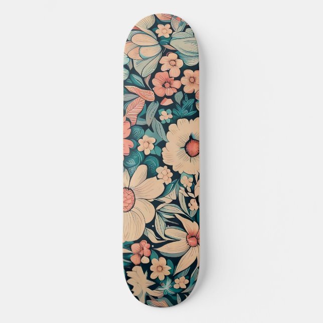 Bohemian Flower Pillow Case Skateboard (Front)