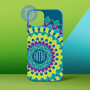Bohemian Flower with Monograms iPhone 15 Case