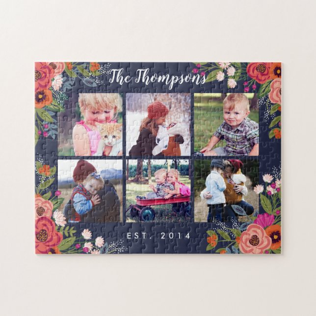 Bohemian Flowers Family Photo Collage Jigsaw Puzzle (Horizontal)
