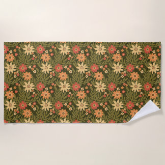 Bohemian flowers in earth colours beach towel
