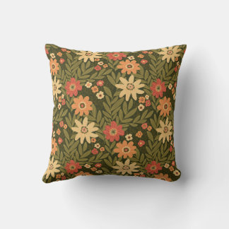 Bohemian flowers in earth tones cushion