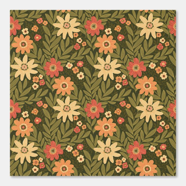 Bohemian flowers in earth tones wallpaper (Front)