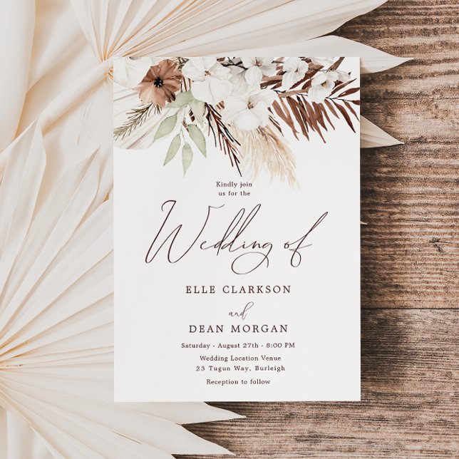 Bohemian Flowers Modern Boho Wedding Invitation (Creator Uploaded)