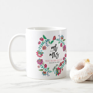 Bohemian flowers multicolor wedding  coffee mug