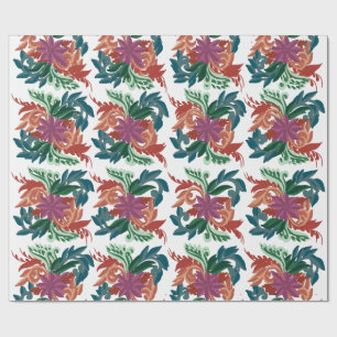 Bohemian Folk Art Floral Pattern Wrapping Paper