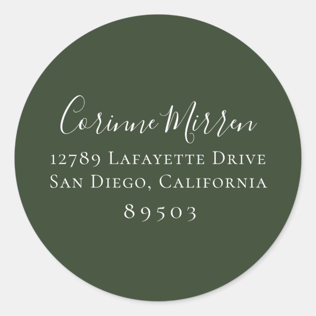 Bohemian Forest Green Return Address Sticker (Front)