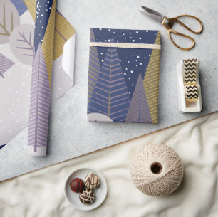 Bohemian forest with marine blue,Christmas Wrapping Paper