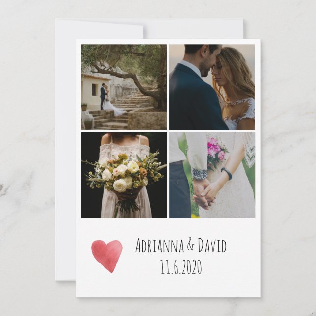 Bohemian Four Photos Wedding Thank You (Front)