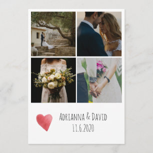Bohemian Four Photos Wedding Thank You Card