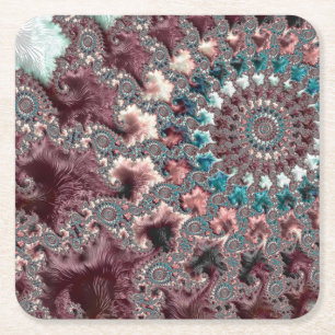 Bohemian Fractal Square Paper Coaster