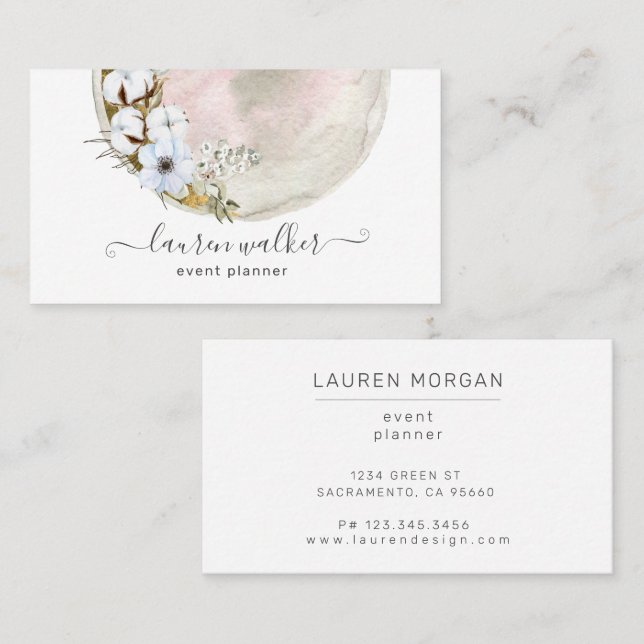 Bohemian Full Moon Elegant Business Card (Front/Back)