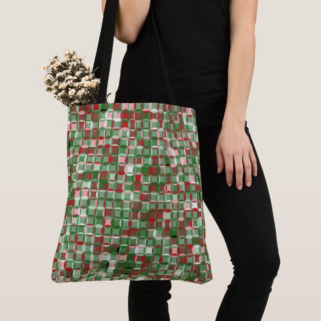 Bohemian Funky Christmas Checkerboard Pattern Cros Tote Bag (Close Up)