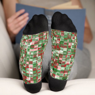 Bohemian Funky Christmas Chequerboard Pattern Sock