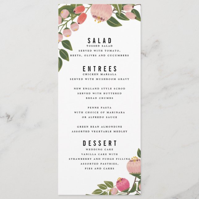 Bohemian Garden Wedding Menu (Front)