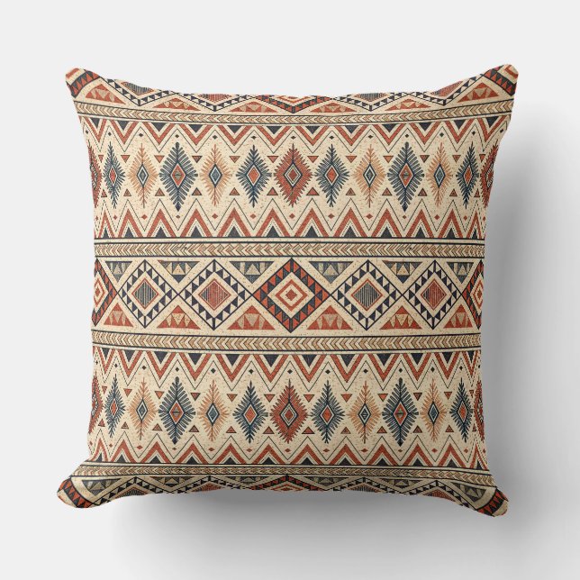Bohemian Geometric Pattern, Tribal Inspired, Aztec Cushion (Front)