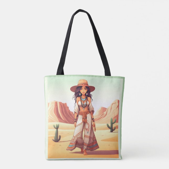 Bohemian girl tote bag (Back)