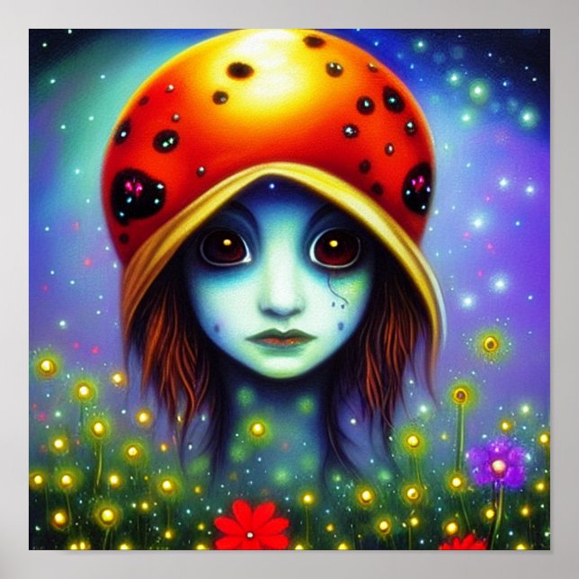 Bohemian girl with ladybug hat poster (Front)