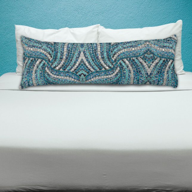 bohemian girly chic silver grey turquoise blue body cushion (bohemian girly chic silver gray turquoise blue body pillow)
