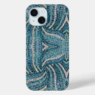 bohemian girly chic silver grey turquoise blue iPhone 15 case