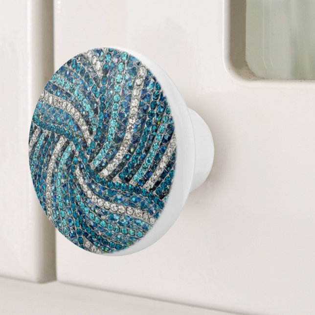 bohemian girly chic silver grey turquoise blue ceramic knob (bohemian girly chic silver grey turquoise blue ceramic knob)
