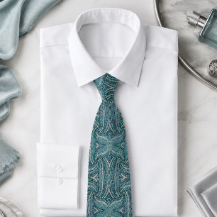  bohemian girly chic silver grey turquoise blue tie