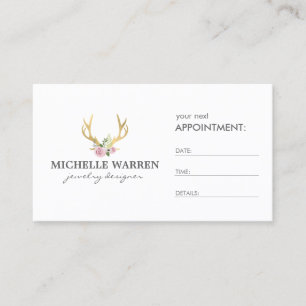 Bohemian Gold Antlers Appointment Card