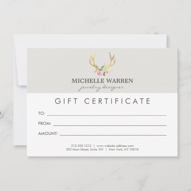 Bohemian Gold Antlers II Gift Certificate (Front)