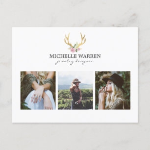 Bohemian Gold Antlers Jewellery Boutique Photo Postcard