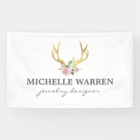 Bohemian Gold Antlers with Flowers