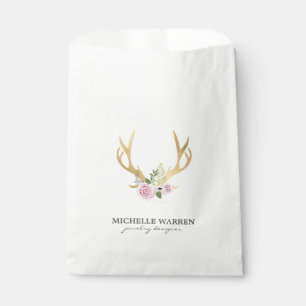 Bohemian Gold Antlers with Flowers Favour Bags