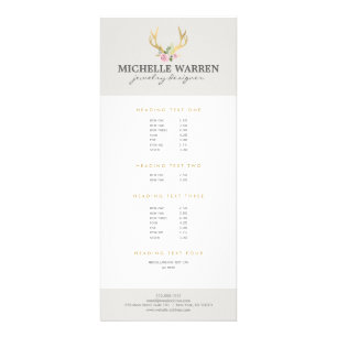 Bohemian Gold Antlers with Flowers II Rack Card