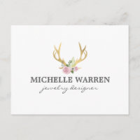 Bohemian Gold Antlers with Flowers