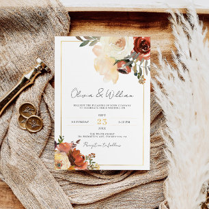 Bohemian Gold & Copper Shades Rustic Fall Wedding Invitation