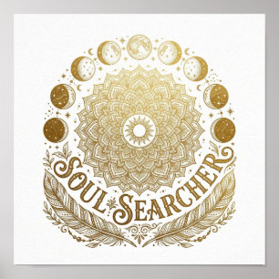 Bohemian Gold Moon Square Poster