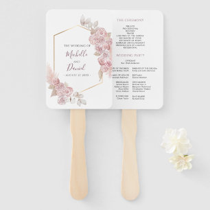 Bohemian Gold Pink Floral Wedding  Hand Fan