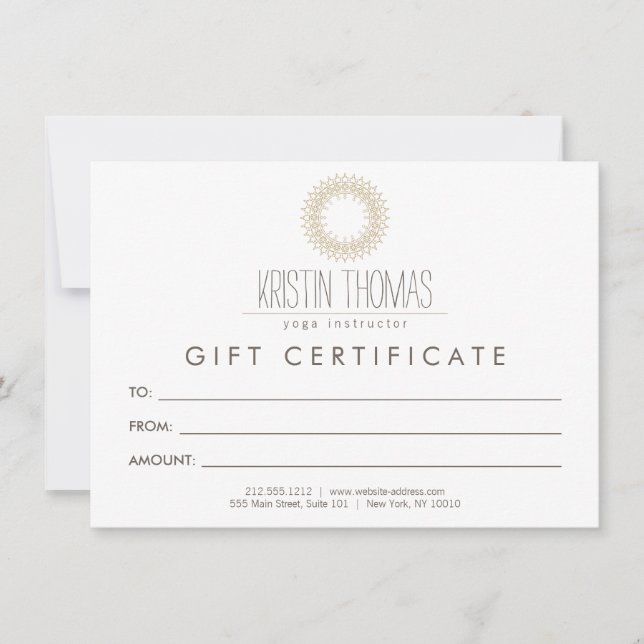 Bohemian Gold Sun Mandala Gift Certificate (Front)